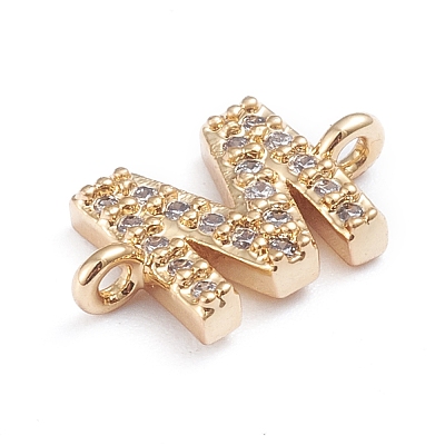 Brass Micro Pave Cubic Zirconia Letter Links X-ZIRC-I042-16G-M-1