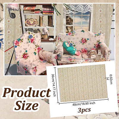Mini Dollhouse Living Room Bedroom Wallpaper DIY-WH0504-841A-04-1