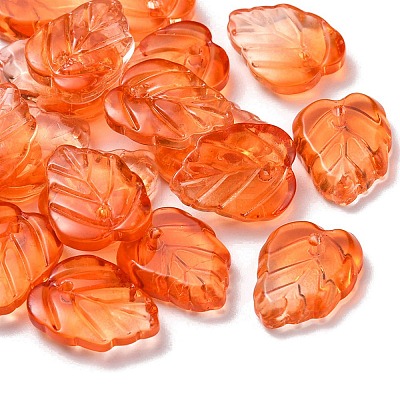 Autumn Theme Two-Tone Transparent Glass Charms GLAA-YW0001-53C-1