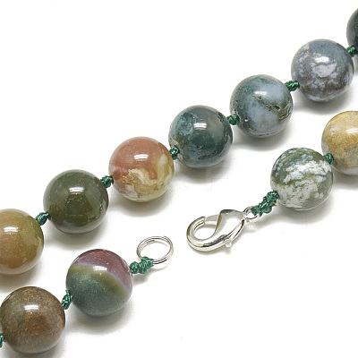 Natural Indian Agate Beaded Necklaces NJEW-S405-10-1