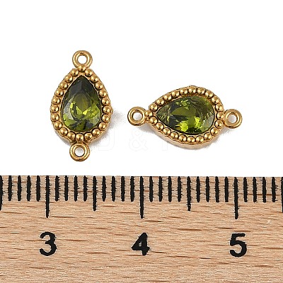Ion Plating(IP) 304 Stainless Steel Cubic Zirconia Teardrop Links Connector Charms STAS-K256-23G-1