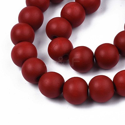 Spray Painted Natural Wood Beads Strands WOOD-S053-57D-1