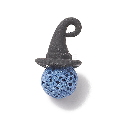 Natural Lava Rock Dyed Round Pendants PALLOY-JF02036-1