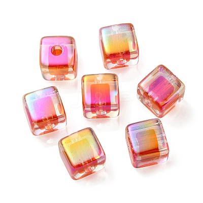 UV Plating Transparent Acrylic European Beads OACR-F004-10G-1