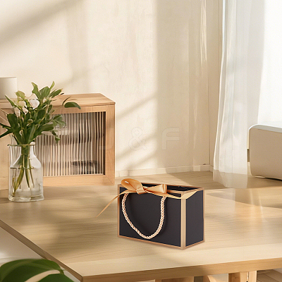 Paper Portable Gift Tote Boxes with Goldenrod Ribbon CON-WH0112-014-1
