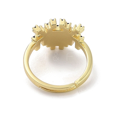 Golden Brass Pave Cubic Zirconia Adjustable Rings RJEW-M170-05G-02-1