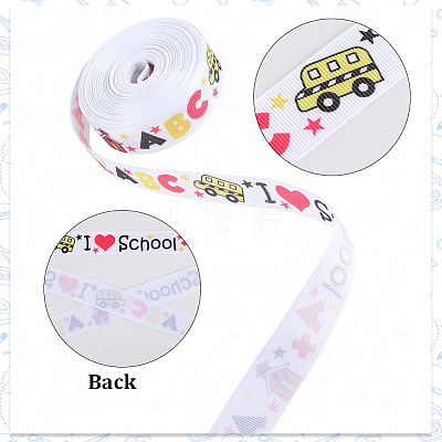School Season Theme Polyester Printed Grosgrain Ribbon OCOR-WH20006-20B-1