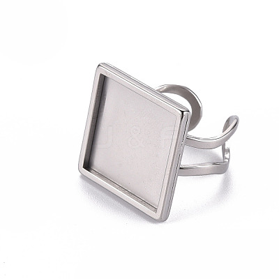 Tarnish Resistant 201 Stainless Steel Cuff Pad Ring Settings STAS-S080-041E-P-1
