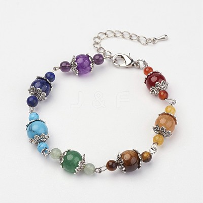 Natural & Synthetic Gemstone Beaded Bracelets X-BJEW-P065-11-1