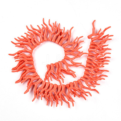 Opaque Acrylic Imitation Coral Beads Strands SACR-P033-02A-08-1