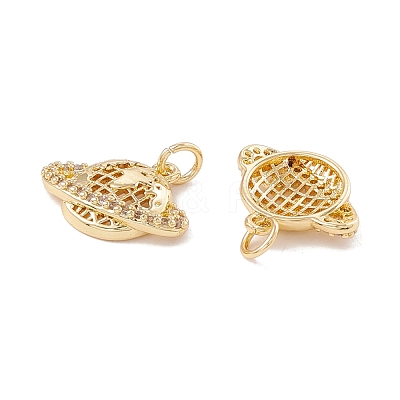 Brass Micro Pave Clear Cubic Zirconia Charms KK-G415-33G-1