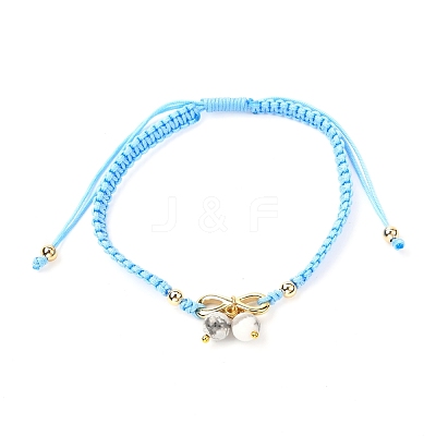 Adjustable Natural Gemstone Braided Bracelets BJEW-JB07026-1