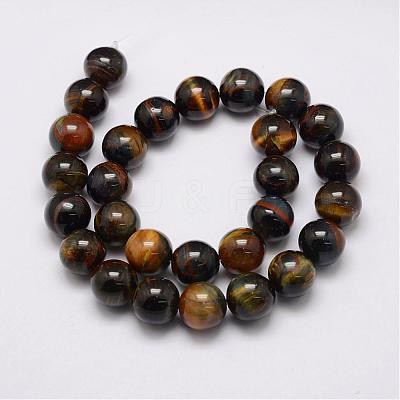 Natural Yellow Blue Tiger Eye(Dyed & Heated) Bead Strands G-P230-07-14mm-1