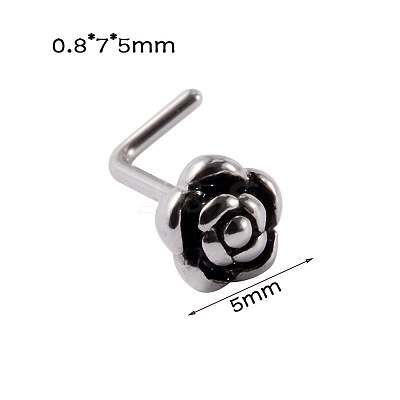 304 Stainless Steel L Shaped Flower Nose Studs WG137BA-08-1