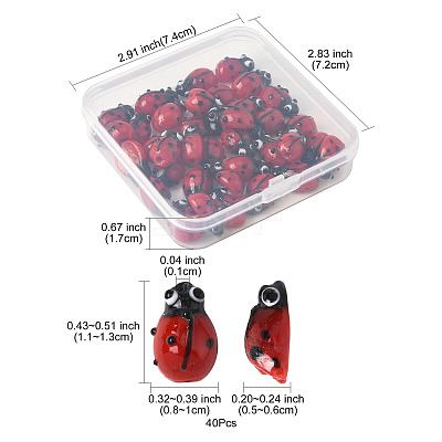 2 Strands Ladybug Handmade Lampwork Beads Strands LAMP-FS0001-53A-1