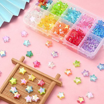 260~300pcs 10 Colors Eco-Friendly Transparent Acrylic Beads TACR-YW0001-66-1