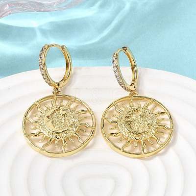 Sun Brass Hoop Earrings EJEW-H180-30B-G-1