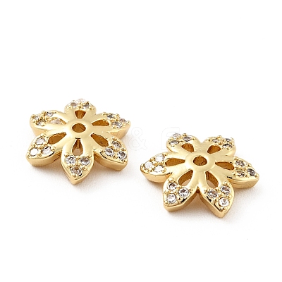 Brass Micro Pave Clear Cubic Zirconia Bead Caps KK-G425-04G-1