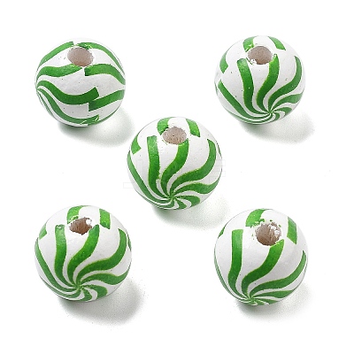 Printed Schima Wood European Beads WOOD-G023-15A-1