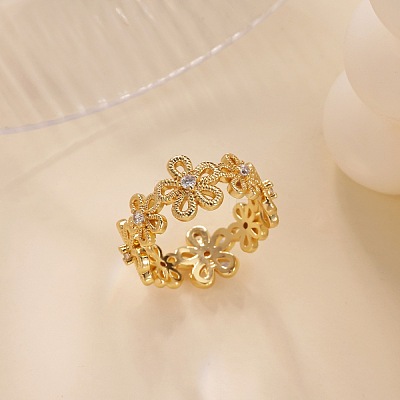 Brass Micro Pave Cubic Zirconia Finger Rings WGDB1F1-01-1