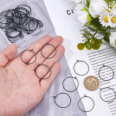 50Pcs 304 Stainless Steel Hoop Earrings EJEW-HS0001-12B-1