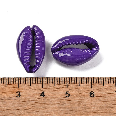 Baking Paint Cowrie Shell Beads SSHEL-M023-01G-1