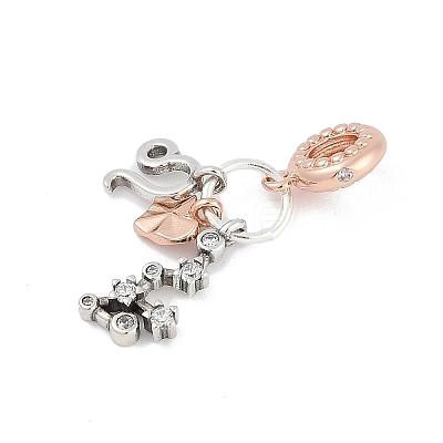 Brass Pendants with Cubic Zirconia European Beads LS-KK-Q015-01G-1