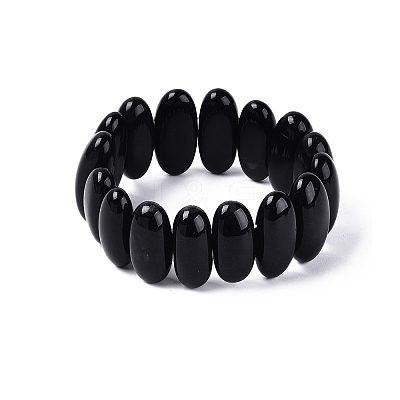 Oval Natural Agate Beaded Stretch Bracelets for Women Men G-Q601-23A-1