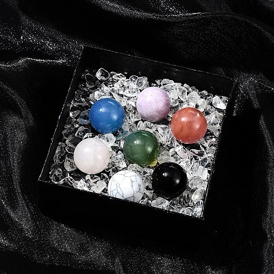 Natural & Synthetic Gemstone Healing Round Ornaments AJEW-FS0001-13A-1
