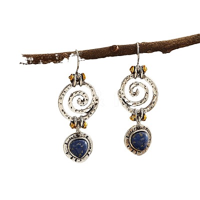 Alloy Natural Lapis Lazuli Dangle Earrings FS-WGF13EE-01-1