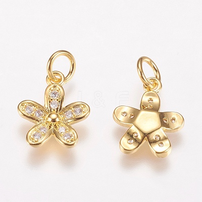 Brass Micro Pave Cubic Zirconia Charms ZIRC-E146-12G-1
