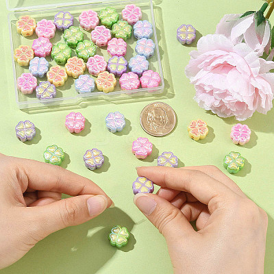50Pcs UV Plating Opaque Acrylic Beads SACR-CJ0001-75-1