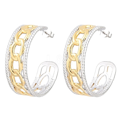 304 Stainless Steel Hollow Link Chain Stud Earrings for Women SA-CBA45D5-33GP-1