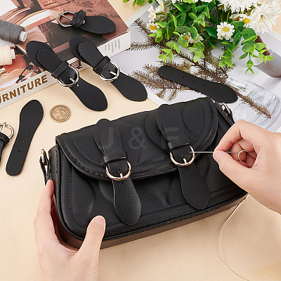 6 Sets 3 Colors Black PU Leather Buckles FIND-FG0002-23-1