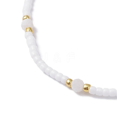 Natural Rainbow Moonstone & Seed Glass Beaded Braided Bead Bracelets BJEW-JB12605-05-1