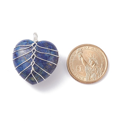 Natural Lapis Lazuli Pendants PALLOY-JF01283-04-1
