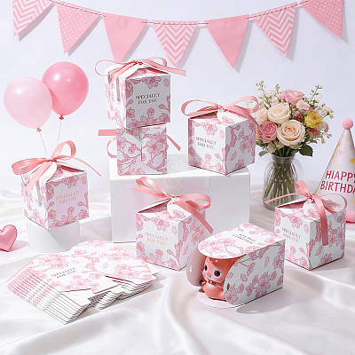Flower Printed Paper Candy Boxes with Ribbon CON-WH0089-270B-1