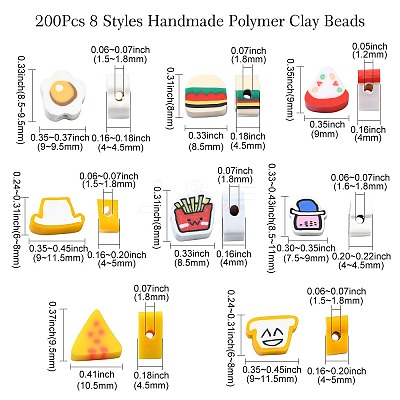 200Pcs 8 Styles Handmade Polymer Clay Beads CLAY-CJ0001-88-1