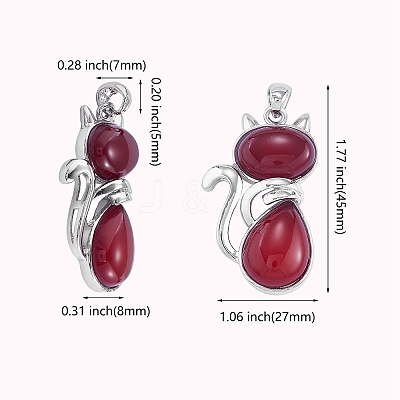 12Pcs 12 Style Natural & Synthetic Gemstone Kitten Pendants G-SZ0002-17-1