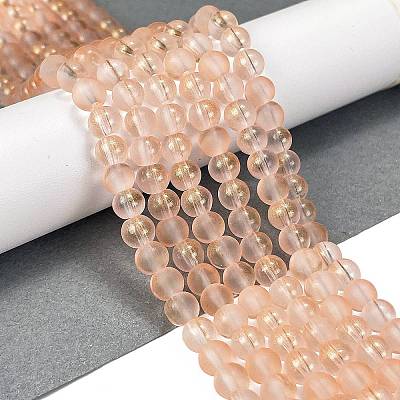 Frosted Transparent Glass Bead Strands GLAA-P065-6mm-05-1