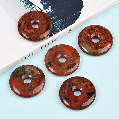 Natural Brecciated Jasper Pendants G-C220-F02-30mm-1