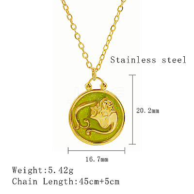304 Stainless Steel Enamel Constellation Pendant Necklaces LS-DJ0261-8-1-1