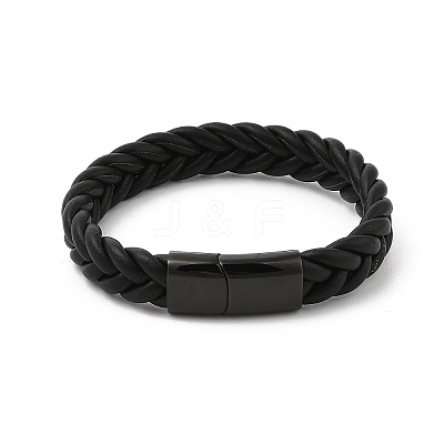 Ion Plating(IP) Braided Microfiber Leather Cord Bracelets for Men BJEW-Z081-13EB-02-1