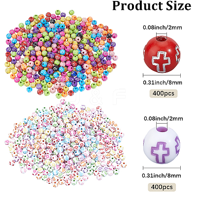 800Pcs 2 Styles Cross Theme Acrylic Beads MACR-PA0001-45E-1