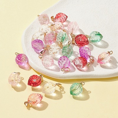 24Pcs 6 Style Transparent Spray Painted Glass Pendants GLAA-FS0001-33-1