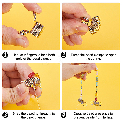 6Pcs 201 Stainless Steel Mini Spring Bead Clamps for Beading Jewelry Making TOOL-UN0001-44-1