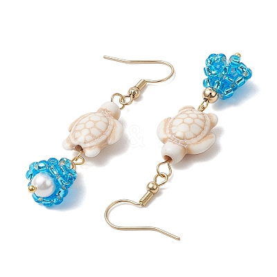 Shell Glass Dangle Earrings EJEW-MZ00424-01-1