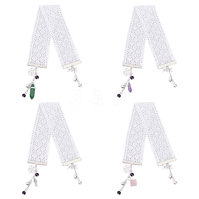 4Pcs 4 Styles Flat Cotton Lace Bookmarks AJEW-FI00001-1