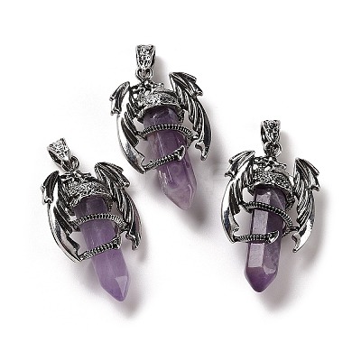 Natural Amethyst Pointed Pendants G-B042-04P-54-1