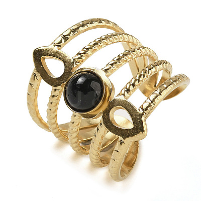 Natural Black Onyx Finger Rings RJEW-U027-08G-08-1